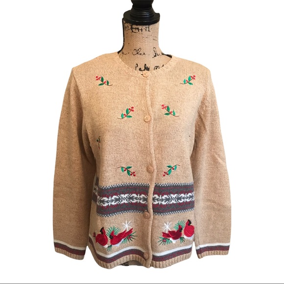 Vintage Crystal Kobe Christmas Sweater Cardigan - Picture 1 of 11